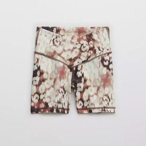 Offline Aerie Shine Crossover 4 inch inseam bike shorts with splatter pattern